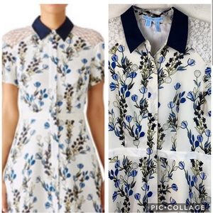 Draper James silk button down fit & flare dress 8